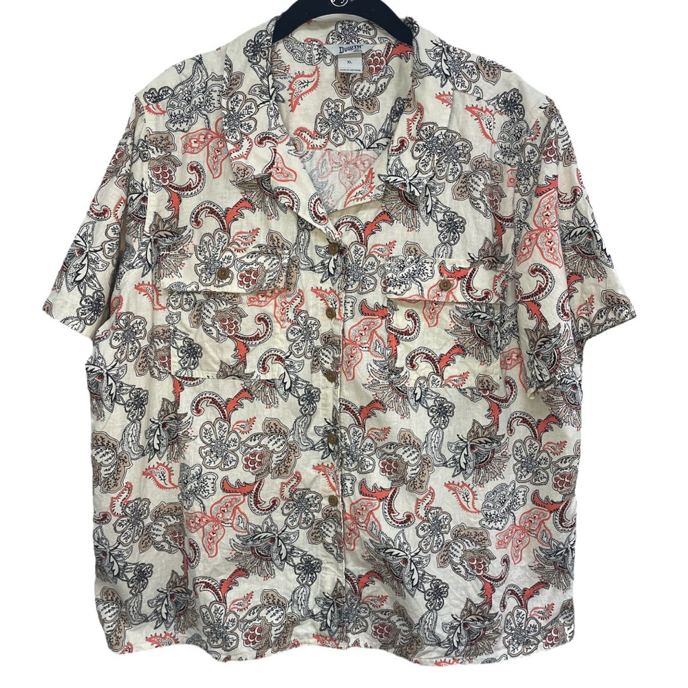 Duluth Trading Co Women's Shirt 55% Hemp 45% Organic Cotton Beige Size XL